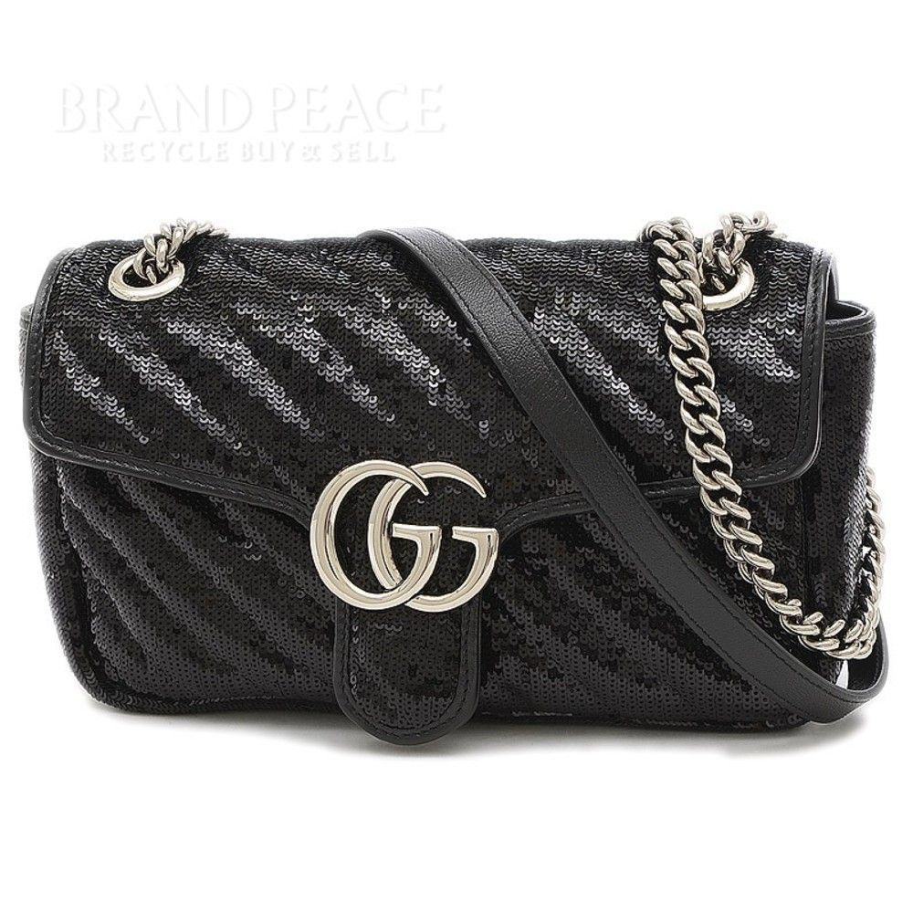 Gucci GG Marmont Small Sequin Shoulder Bag Black